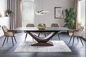 Стол обеденный SIGNAL DOLCE Ceramic эффект серого мрамора/орех 180-240/95